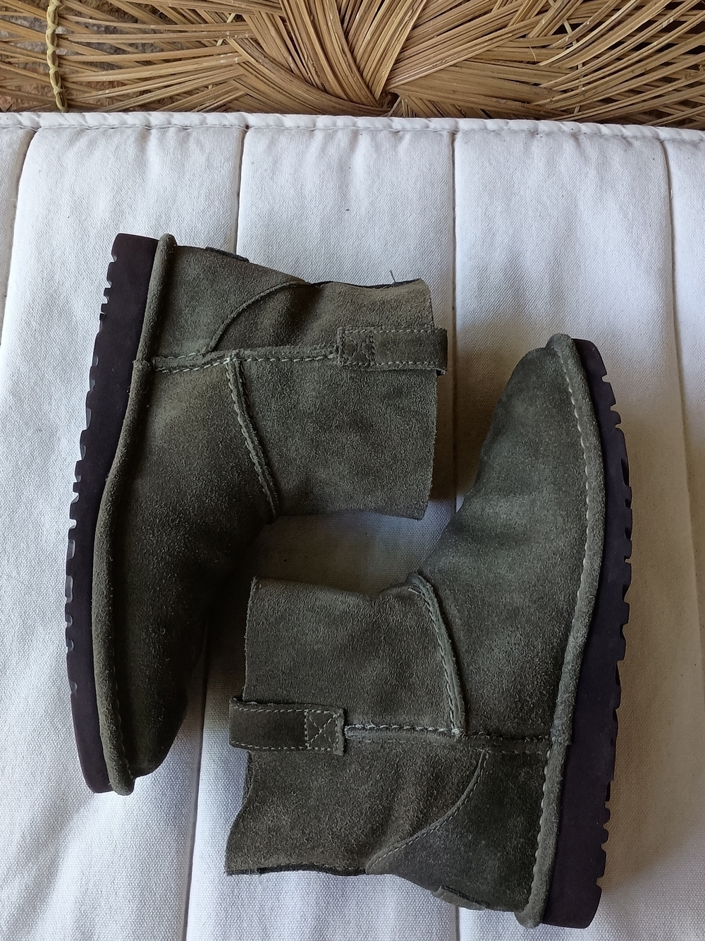 UGG Olive Green Suede Leather Ankle Boots_7